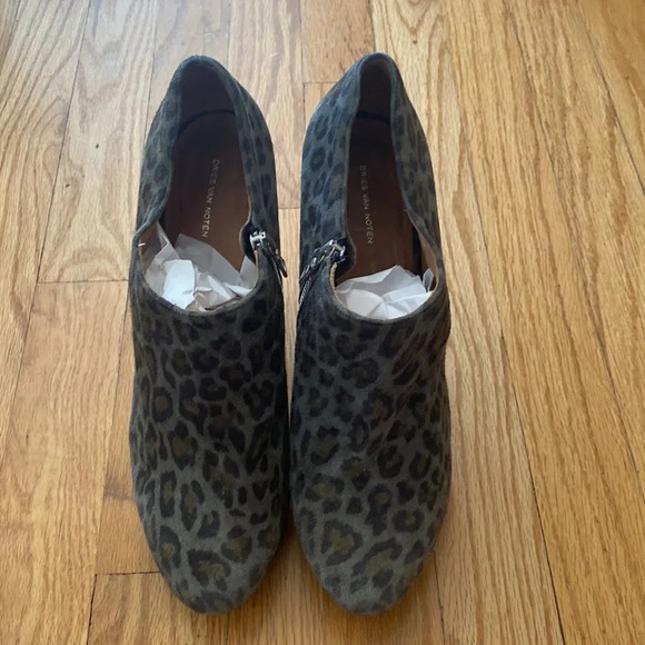 DRIES Van Noten sz 40 wedge heel green black suede booties side zip, gorgeous! - Picture 3 of 11